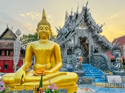 Arrival in Chiang Mai, exploring the historic old city and Royal Enfield motorcycle briefing